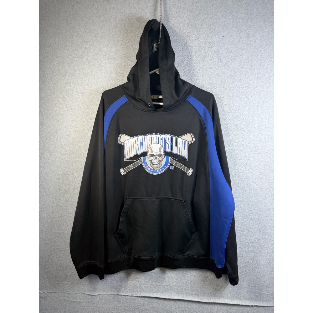 Boombah Hoodie Mens XL Black Blue Skull Softball Graphic Pullover Sweatshirt
